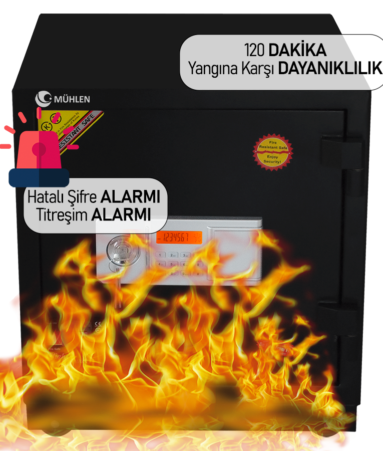 MÜHLEN Fire Safe K 580 Ateşe Dayanıklı Şifreli & Alarmlı Çelik Kasa #2